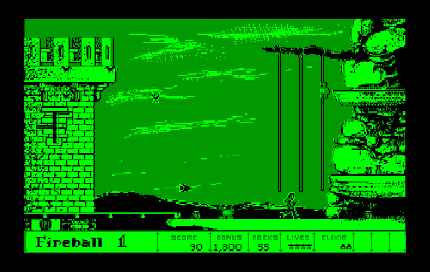 Dark Castle IBM PC/Compatibles Screenshot: Running to climb some ropes.