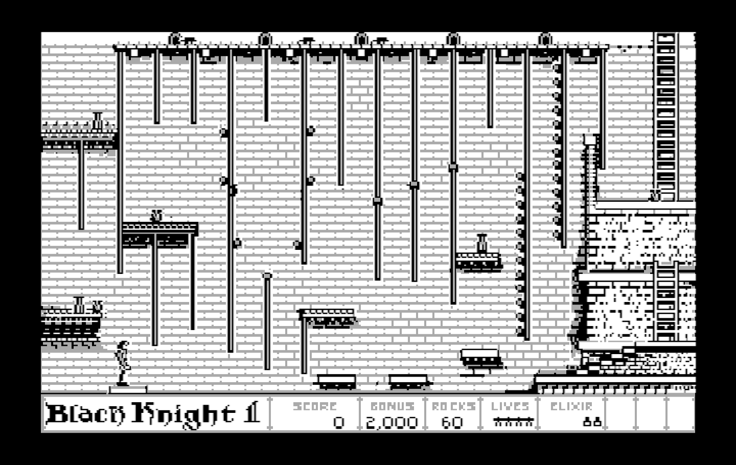 Dark Castle IBM PC/Compatibles Screenshot: Lot's of ropes to climb...