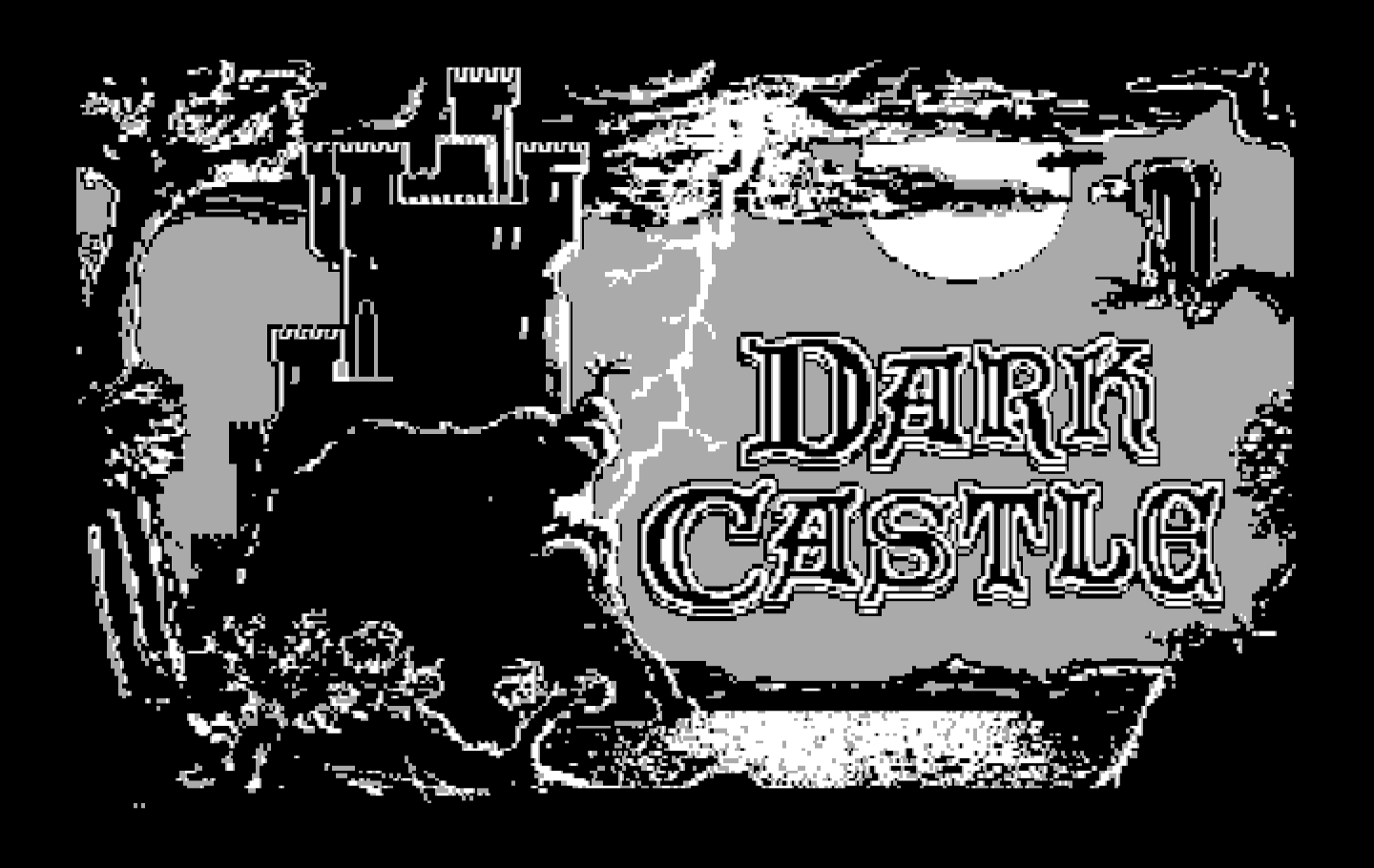 Dark Castle IBM PC/Compatibles Screenshot: Title screen; lightning flashes!