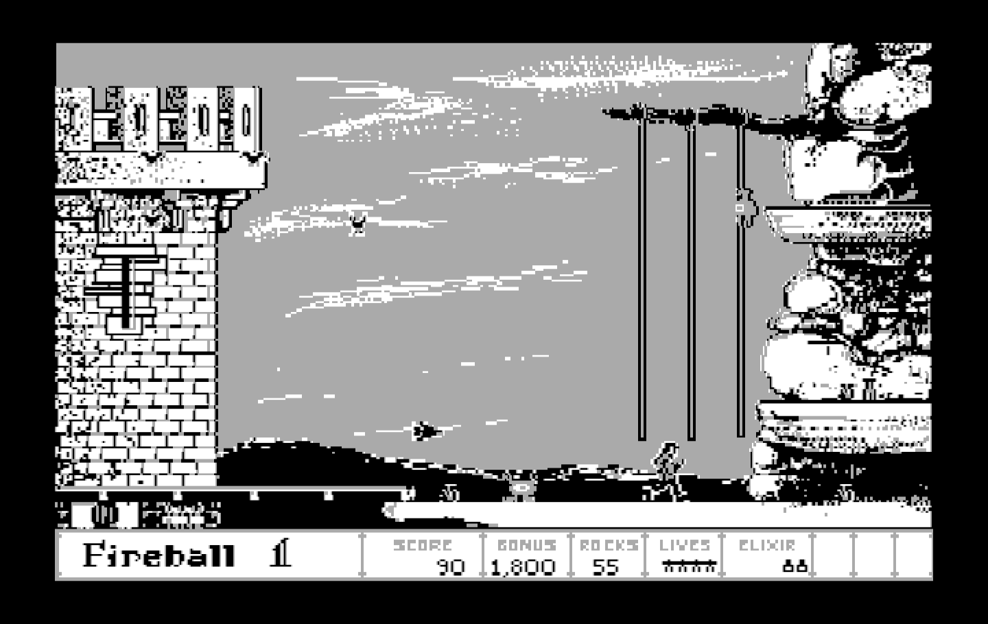 Dark Castle IBM PC/Compatibles Screenshot: Running to climb some ropes.