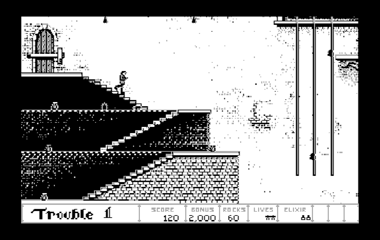 Dark Castle IBM PC/Compatibles Screenshot: Carefully making my way down some stairs.