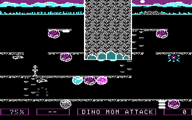 Dino Eggs IBM PC/Compatibles Screenshot: Watch out for dino mom attacks.