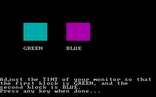 Under Fire! IBM PC/Compatibles Screenshot: The game asks you to adjust the tint setting of your monitor, if you can...