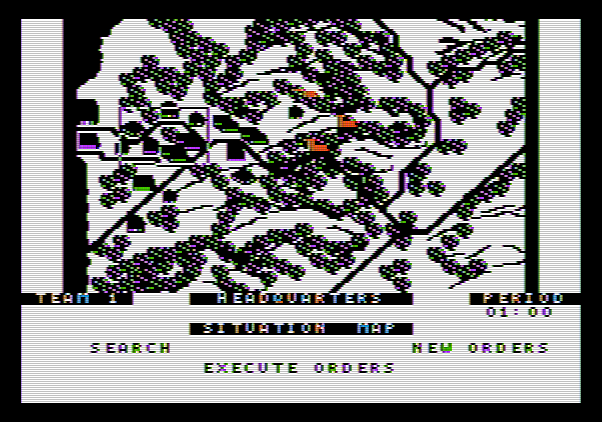 Under Fire! Apple II Screenshot: The situation map highlights some key positions...
