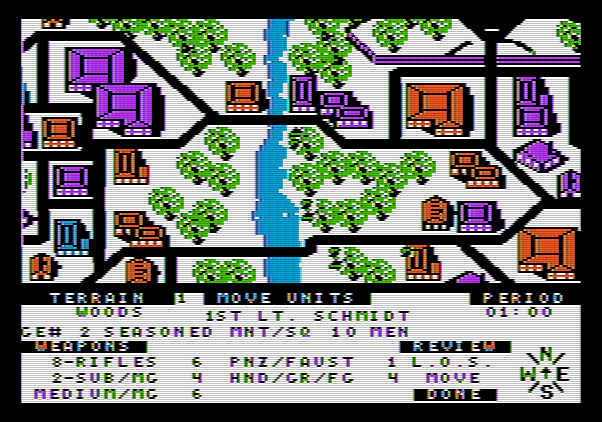 Under Fire! Apple II Screenshot: Reviewing a unit.