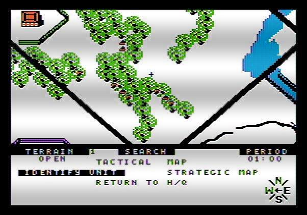 Under Fire! Apple II Screenshot: Searching the map...