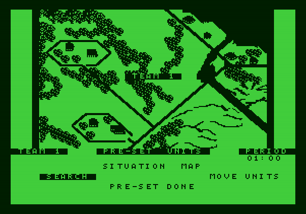 Under Fire! Apple II Screenshot: Starting another scenario, team 1 is up...