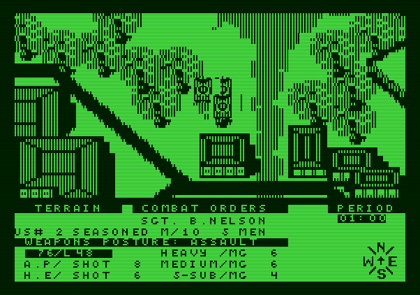 Under Fire! Apple II Screenshot: Entering combat orders.