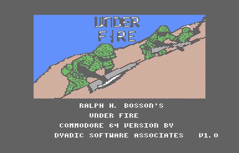 Under Fire! Commodore 64 Screenshot: Title screen.