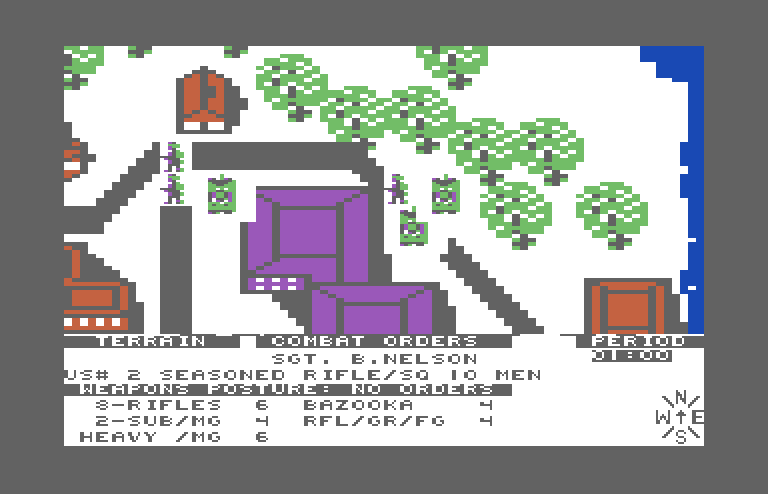 Under Fire! Commodore 64 Screenshot: Issuing combat orders.