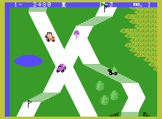 Up 'n Down ColecoVision Screenshot: You'll need to choose a direction at these intersections...
