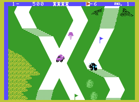 Up 'n Down ColecoVision Screenshot: Bonuses appear on the road from time to time...