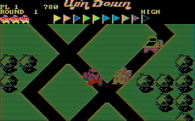 Up 'n Down IBM PC/Compatibles Screenshot: The roads criss cross...