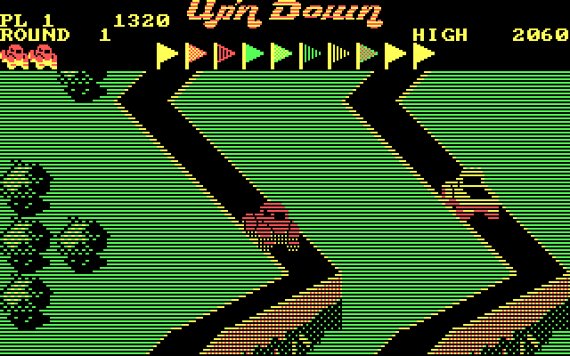 Up 'n Down IBM PC/Compatibles Screenshot: Searching for flags.