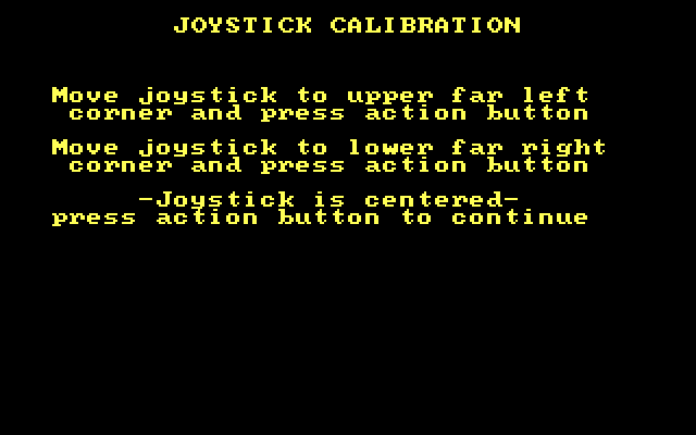 Up 'n Down IBM PC/Compatibles Screenshot: Joystick callibration.