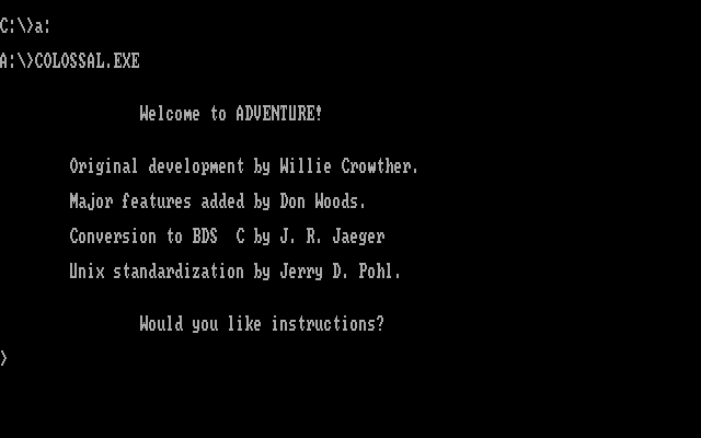 Colossal Cave Adventure IBM PC/Compatibles Screenshot: Title screen.