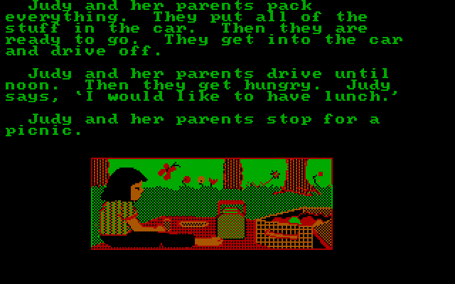Tinker Tales IBM PC/Compatibles Screenshot: Stopping for a picnic.
