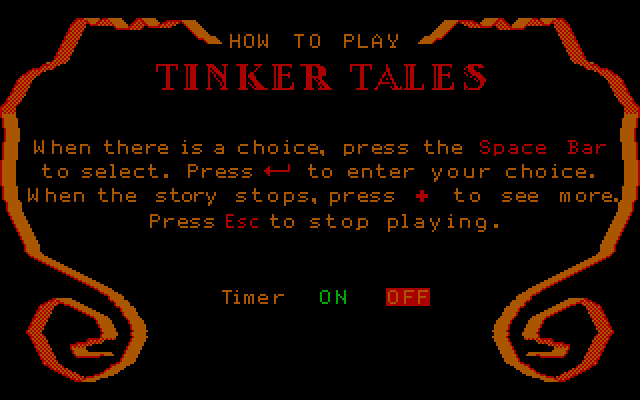 Tinker Tales IBM PC/Compatibles Screenshot: How to play the game.