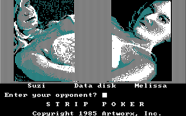 Strip Poker: A Sizzling Game of Chance IBM PC/Compatibles Screenshot: Main menu; select your opponent.