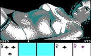Strip Poker: A Sizzling Game of Chance for IBM PC/Compatibles - Selecting cards to hold on to and to discard.
