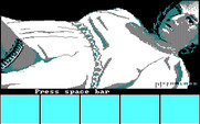 Strip Poker: A Sizzling Game of Chance for IBM PC/Compatibles - Press space bar to start a game against Melissa.