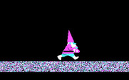 Money Bags: Beat the Gnome of Zurich for IBM PC/Compatibles - Game start; the gnome runs across the screen...