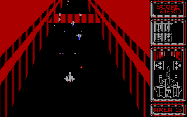 Silpheed IBM PC/Compatibles Screenshot: Entering another fortress...