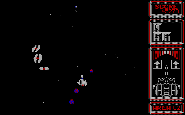 Silpheed IBM PC/Compatibles Screenshot: Asteroids circle and protect your ship.
