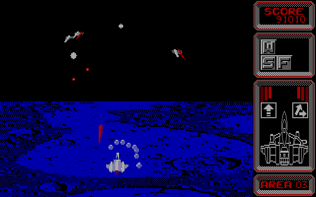 Silpheed IBM PC/Compatibles Screenshot: Area 03 is fought above a planet.