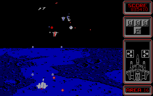 Silpheed IBM PC/Compatibles Screenshot: Area 16, above a planet...