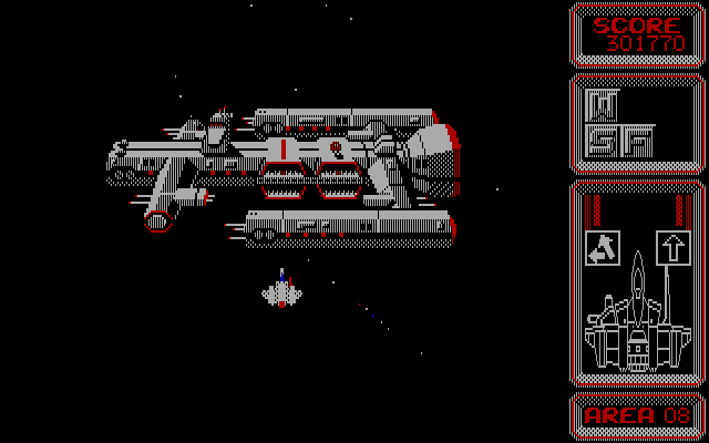 Silpheed IBM PC/Compatibles Screenshot: Arriving at Area 08.