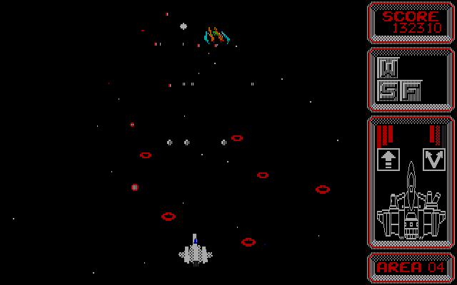 Silpheed IBM PC/Compatibles Screenshot: Don't get hit by those rings!