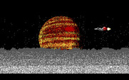 Silpheed for IBM PC/Compatibles - Victoriously flying by with a planet in the background...
