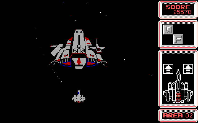 Silpheed IBM PC/Compatibles Screenshot: Safely arrived at Area 02.