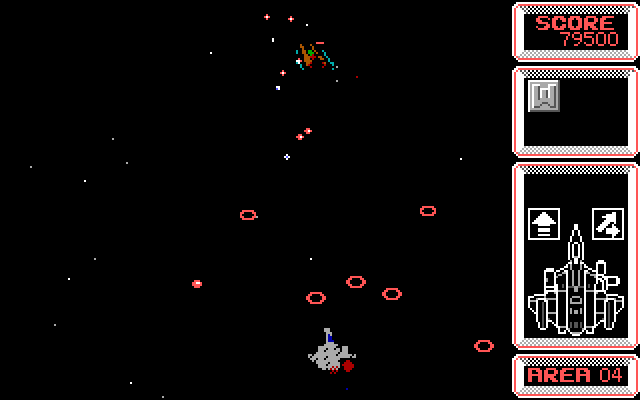 Silpheed IBM PC/Compatibles Screenshot: Don't get hit by those circles!