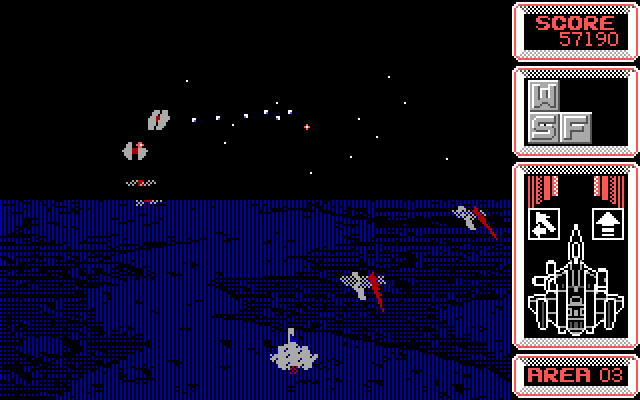 Silpheed IBM PC/Compatibles Screenshot: The first above planet level...