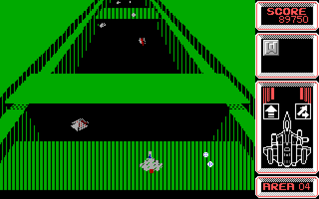 Silpheed IBM PC/Compatibles Screenshot: Flying through a fortress...