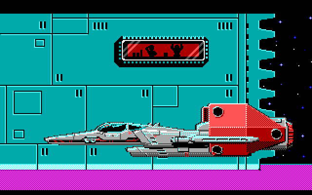Silpheed IBM PC/Compatibles Screenshot: People cheer as the Silpheed flies by...