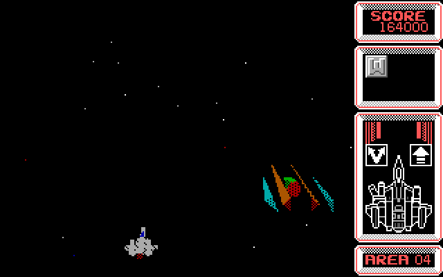 Silpheed IBM PC/Compatibles Screenshot: A large ship approaches...