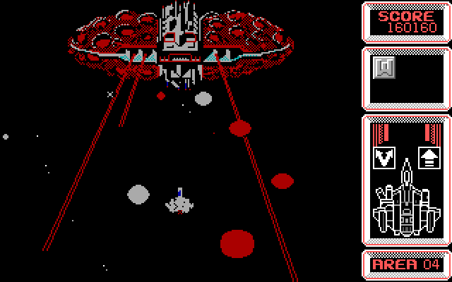 Silpheed IBM PC/Compatibles Screenshot: About to enter a fortress...