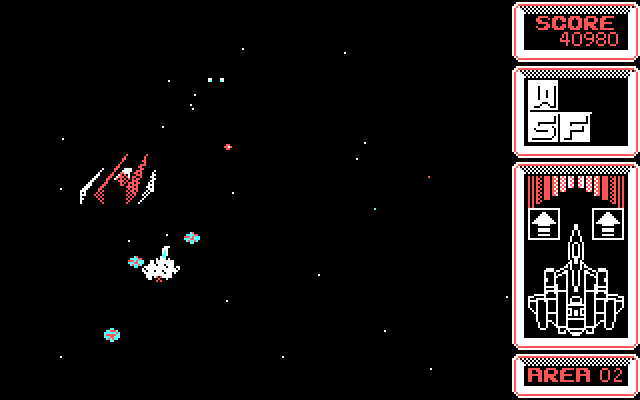 Silpheed IBM PC/Compatibles Screenshot: A large ship attacks...