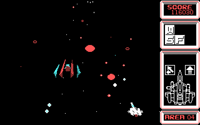 Silpheed IBM PC/Compatibles Screenshot: Fighting an end of level boss...