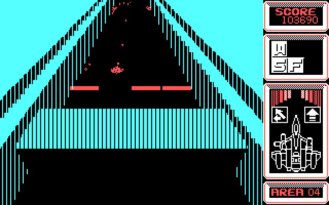 Silpheed IBM PC/Compatibles Screenshot: Entering the fortress...