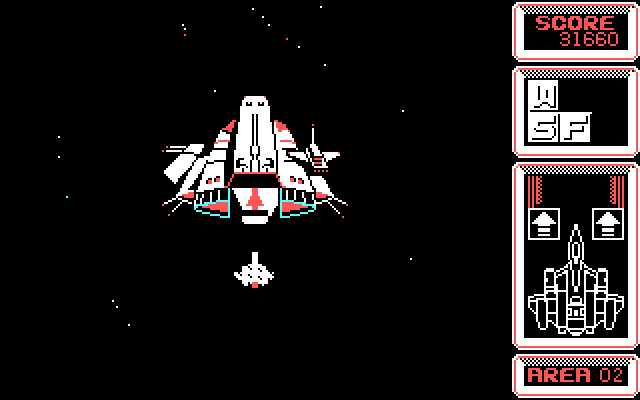 Silpheed IBM PC/Compatibles Screenshot: Safely arriving at Area 02...
