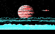 Silpheed for IBM PC/Compatibles - The Silpheed flies past a planet...