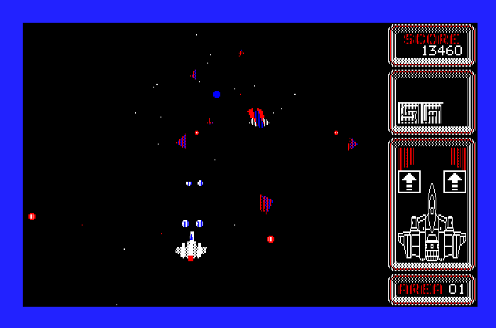 Silpheed Apple IIgs Screenshot: The first end of level boss.