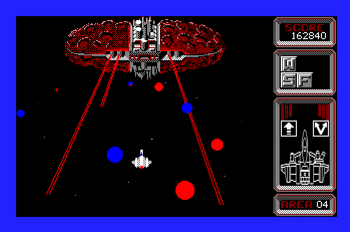 Silpheed Apple IIgs Screenshot: About to enter a fortress...