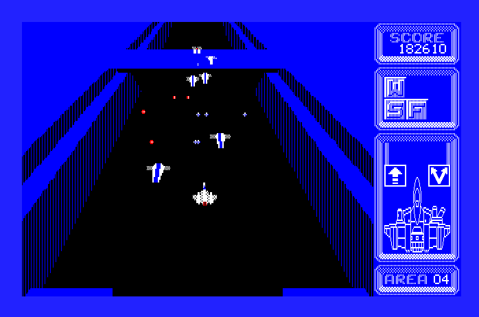 Silpheed Apple IIgs Screenshot: Numerous enemies attack at once!