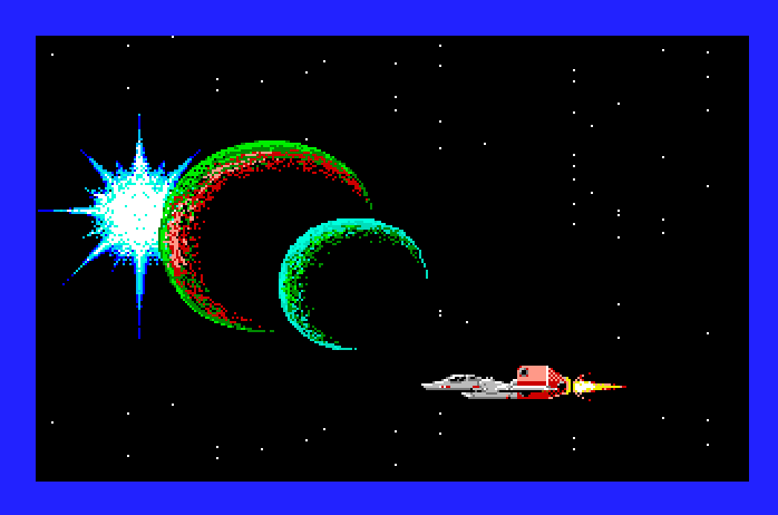 Silpheed Apple IIgs Screenshot: A brief intermission before the game continues...