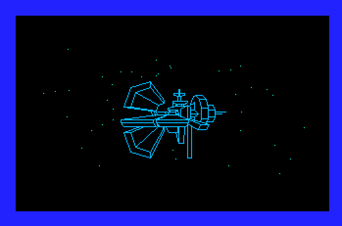 Silpheed Apple IIgs Screenshot: Introduction; An spaceship approaches...
